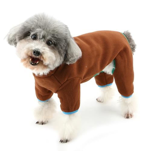 Zunea Winter Hunde Pyjama für kleine Hunde Warmer Fleece Schlafanzug Welpenkleidung mit Ring die Leine weich kaltes Wetter 4-beinige XS/S Größe Hunde Schlafkleidung für Haustiere Chihuahua Braun XL Zunea Winter Hunde Pyjama für kleine Hunde Warmer Fleece Schlafanzug Welpenkleidung mit Ring die Leine weich kaltes Wetter 4-beinige XS/S Größe Hunde Schlafkleidung für Haustiere Chihuahua Braun XL von Zunea