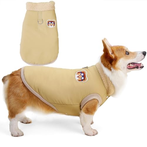 Zunea Winter-Hundemäntel für kleine und mittelgroße Hunde, Corgi Fleece gefütterte Jacken Mantel mit D-Ring, weich, warm, kaltes Wetter, Weste, Welpenkleidung, Haustier, Dackel, Khaki, Größe L Zunea Winter-Hundemäntel für kleine und mittelgroße Hunde, Corgi Fleece gefütterte Jacken Mantel mit D-Ring, weich, warm, kaltes Wetter, Weste, Welpenkleidung, Haustier, Dackel, Khaki, Größe L von Zunea