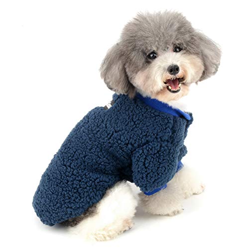 Zunea Wintermäntel für kleine Hunde Fleece Warm Hundepullover Sweater Welpen Winterjacke Chihuahua Katze Kleidung Haustier Jungen Mädchen Hundebekleidung Blau M von Zunea