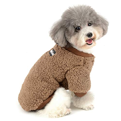 Zunea Wintermäntel für kleine Hunde Fleece Warm Hundepullover Sweater Welpen Winterjacke Chihuahua Katze Kleidung Haustier Jungen Mädchen Hundebekleidung Braun M von Zunea