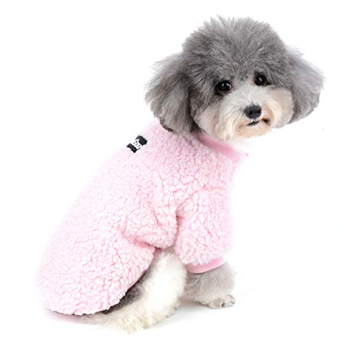Zunea Wintermäntel für kleine Hunde Fleece Warm Hundepullover Sweater Welpen Winterjacke Chihuahua Katze Kleidung Haustier Jungen Mädchen Hundebekleidung Rosa M von Zunea