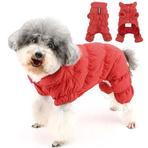 Zunea wasserdichte Hunde Wintermäntel Ganzkörper Welpen Schneeanzug Fleece Gefüttert Daunenjacke Mantel mit D-Ring Reflektierende Schnee Overall Kleidung Outfits für Extra Kleine/Kleine Hunde Rot XL Zunea wasserdichte Hunde Wintermäntel Ganzkörper Welpen Schneeanzug Fleece Gefüttert Daunenjacke Mantel mit D-Ring Reflektierende Schnee Overall Kleidung Outfits für Extra Kleine/Kleine Hunde Rot XL von Zunea