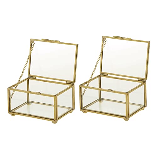Zunedhys 2 x geometrische Schmuckschatulle, Glas-, für Schmuck, Andenken, Pflanzenbehälter Zunedhys 2 x geometrische Schmuckschatulle, Glas-, für Schmuck, Andenken, Pflanzenbehälter von Zunedhys