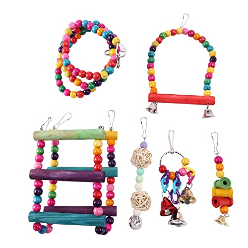 Zunedhys 6 Stück -Papageien-Spielzeug, Vogelschaukel, bunt, zum Kauen, Hängematte, Schaukel, Haustierspielzeug, Vogelspielzeug für Papageien, Sittiche, Kontur, Nymphensittiche, Mynah, Liebe Zunedhys 6 Stück -Papageien-Spielzeug, Vogelschaukel, bunt, zum Kauen, Hängematte, Schaukel, Haustierspielzeug, Vogelspielzeug für Papageien, Sittiche, Kontur, Nymphensittiche, Mynah, Liebe von Zunedhys