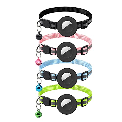 Zunedhys Air-Tag-Halsband – Air-Tag-Halsband mit Silikon-Air-Tag-Halter A- verstellbare doppellagige Nylon-Halsbänder von Zunedhys