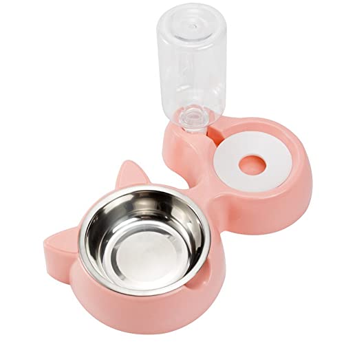 Zunedhys Doppel Hundenäpfe - Haustiere Wasser und Futternapf Set, Wasser und Futternapf Set mit automatischer Waterer Flasche Rosa von Zunedhys