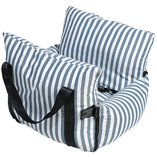 Zunedhys Haustier-Autositz-Tasche, Rücksitzschutz, abnehmbar, Blau mit kräftigen Streifen von Zunedhys