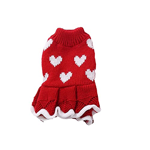 Zunedhys Kleines Hunde Pullover Kleid Winter Warmes Hunde Prinzessin Kleid für Weibliche MäDchen Rotes Welpen Kleid Hund Pullover Strickwaren -S von Zunedhys