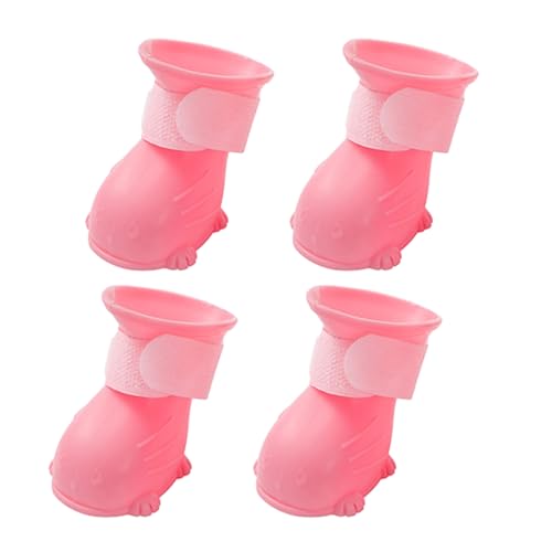 Hunde-Schneestiefel – 4er-Set, Verstellbare, Weiche Hunde-Winterstiefel | Rutschfeste Hunde-Schneeschuhe Mit Pfotenschutz, Multifunktionale Hundeschuhe Für Kaltes Wetter (Rosa, Grau, Lila) von Zunetsutock
