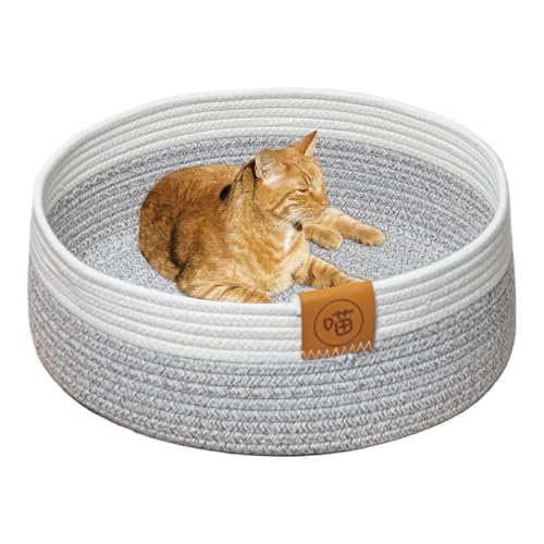 Katzenkorbbett – Schlafnest für Kätzchen aus Baumwollseil, waschbares, rundes, gewebtes Katzenbett | Kratzbrettmatte für Katzen im Innenbereich, Baumwollseil-Haustiermattenkorb zum Schlafen Katzenkorbbett – Schlafnest für Kätzchen aus Baumwollseil, waschbares, rundes, gewebtes Katzenbett | Kratzbrettmatte für Katzen im Innenbereich, Baumwollseil-Haustiermattenkorb zum Schlafen von Zunetsutock