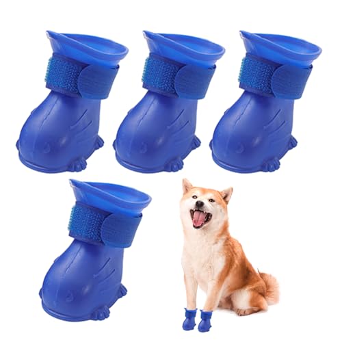 Zunetsutock Hunde-Schneestiefel – 4er-Set, Weiche Hunde-Winterstiefel | rutschfeste Hunde-Schneeschuhe Mit Pfotenschutz, Multifunktionale Hundeschuhe, Welpenschuhe Für Kleine Hunde (Rosa, Grau, Lila) von Zunetsutock