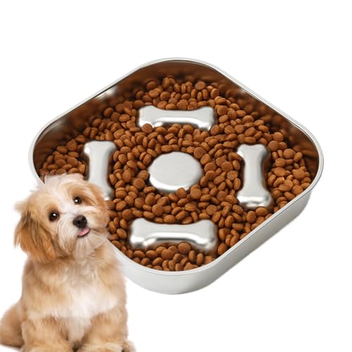 Zunetsutock Hundeschale langsamer Feeder, langsamer Feeder - Edelstahl -Haustier -Fütterungsschale - Anti-Choking-Essgewohnheiten Training langsamer Feeder für mittlere große Hunde Katzen nach Hause von Zunetsutock