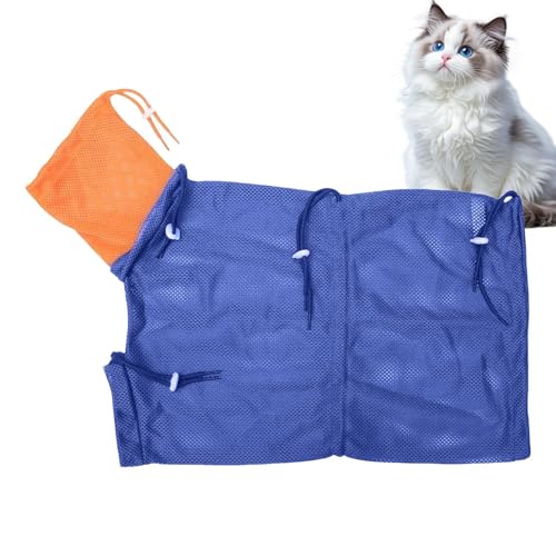 Zunetsutock Katzen Pflegesack - Einstellbarer Katzen Mesh Badesack,Atmungsaktive, bissfeste Tasche zum Trimmen, Schneiden, Reinigen, Haare, Ohren, Krallenpflege von Zunetsutock