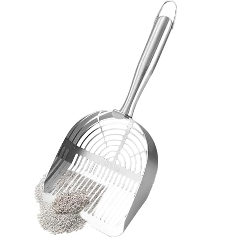 Zunetsutock Katzentruppsschugel - Edelstahlkacke Katze Katze Katze - Ergonomische Griffschaufel, Hohlsand Sifter für Poop Sand, Welpenkätzchen Haustierzubehör von Zunetsutock