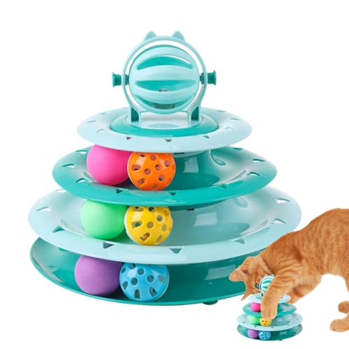 Interaktiver Plattenspieler für Katze | 4 -Layer -Ballspielzeug, Ballspielzeug für Kätzchen und erwachsene Katze, spielerisches Spiel für Bewegung und Stimulierung von Innen- und Outdoor -Katzen von Zunishaone