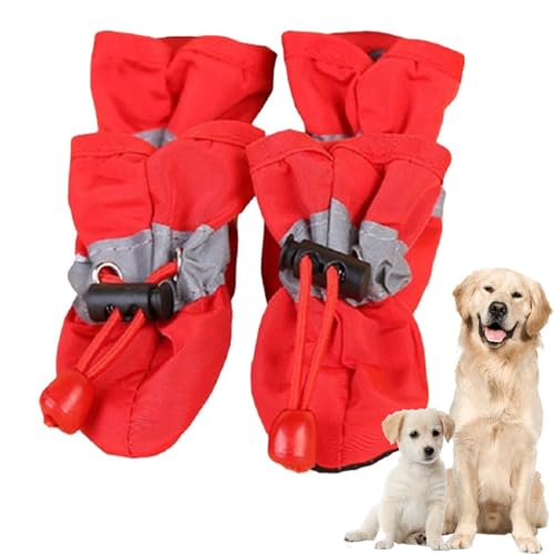Schuhe für kleine Hunde, 4 Stück, wasserdichte Regenstiefel, Hundeschuhe mit Kordelzug, rutschfeste Stiefel für Spaziergänge, Schnee, Regen, Winter, Schutzpolster Schuhe für kleine Hunde, 4 Stück, wasserdichte Regenstiefel, Hundeschuhe mit Kordelzug, rutschfeste Stiefel für Spaziergänge, Schnee, Regen, Winter, Schutzpolster von Zunishaone