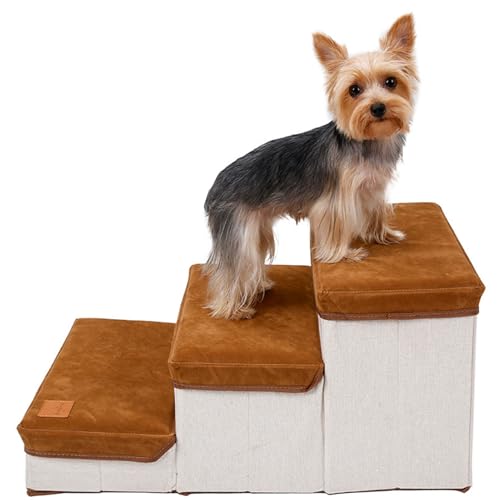 Süße Aufbewahrungstreppen für Hunde | Nicht -Slip und Bequeme Haustiere für Haustiere, 3 Schritte Treppe mit Stauraum, Zugang zu Betten und Sofas, ist geeignet von Zunishaone