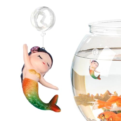 Zunishaone Aquarienstatue – schwimmende Ornament verstellbar | niedliche Meerjungfrauenfigur, Aquariumdekoration, Teichzubehör, kleine Wasserdekoration für Haus, Büro, Arbeitsplatz von Zunishaone