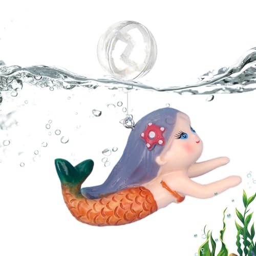 Zunishaone Aquarienstatue – schwimmende Ornament verstellbar | niedliche Meerjungfrauenfigur, Aquariumdekoration, Teichzubehör, kleine Wasserdekoration für Haus, Büro, Arbeitsplatz von Zunishaone