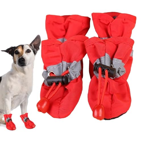 Zunishaone Schuhe für kleine Hunde, 4 Stück, wasserdichte Regenstiefel, Hundeschuhe mit Kordelzug, rutschfeste Stiefel für Spaziergänge, Schnee, Regen, Winter, Schutzpolster Zunishaone Schuhe für kleine Hunde, 4 Stück, wasserdichte Regenstiefel, Hundeschuhe mit Kordelzug, rutschfeste Stiefel für Spaziergänge, Schnee, Regen, Winter, Schutzpolster von Zunishaone