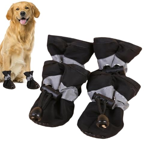 Zunishaone Schuhe für kleine Hunde, 4 Stück, wasserdichte Regenstiefel, Hundeschuhe mit Kordelzug, rutschfeste Stiefel für Spaziergänge, Schnee, Regen, Winter, Schutzpolster Zunishaone Schuhe für kleine Hunde, 4 Stück, wasserdichte Regenstiefel, Hundeschuhe mit Kordelzug, rutschfeste Stiefel für Spaziergänge, Schnee, Regen, Winter, Schutzpolster von Zunishaone