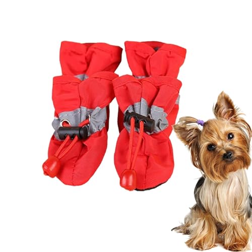 Zunishaone Schuhe für kleine Hunde, 4 Stück, wasserdichte Regenstiefel, Hundeschuhe mit Kordelzug, rutschfeste Stiefel für Spaziergänge, Schnee, Regen, Winter, Schutzpolster Zunishaone Schuhe für kleine Hunde, 4 Stück, wasserdichte Regenstiefel, Hundeschuhe mit Kordelzug, rutschfeste Stiefel für Spaziergänge, Schnee, Regen, Winter, Schutzpolster von Zunishaone