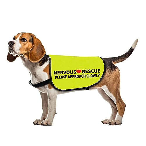 Rescue Dog Jacke Weste Nervous Rescue Please Approach Slowly Dog Vest Dog Walking Slogan Warnweste (Approach Slowly-Large) von Zuo Bao