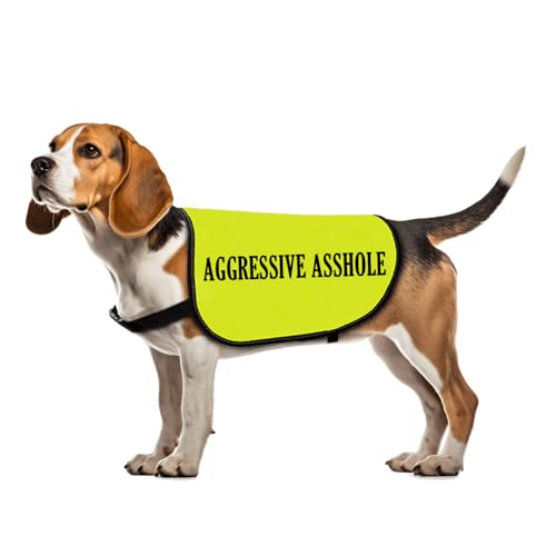 Rescue Dog Jacket Vest Aggressive Asshole Dogs Vests Dog Walking Slogan Warning Vest (AGGRESSIVE ASSHOLE-Medium) von Zuo Bao