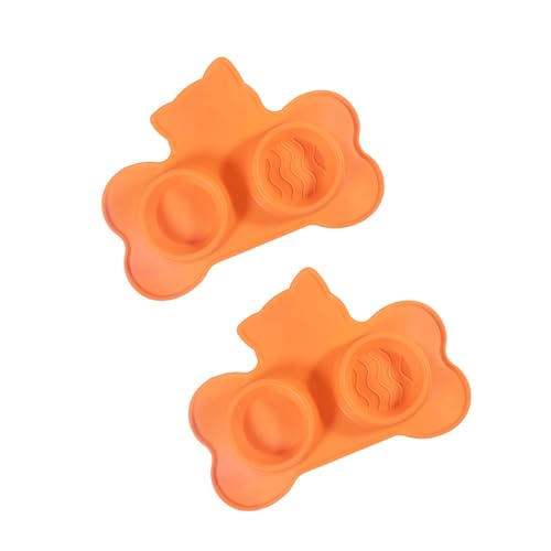 Katzen Füttern Schalen Mit Saugt Cup 2 In 1 Feeder Double Bowl Matte Silikonpolster Mit Saughaben Matte Silikon Saughund Schüssel von Zuoeay