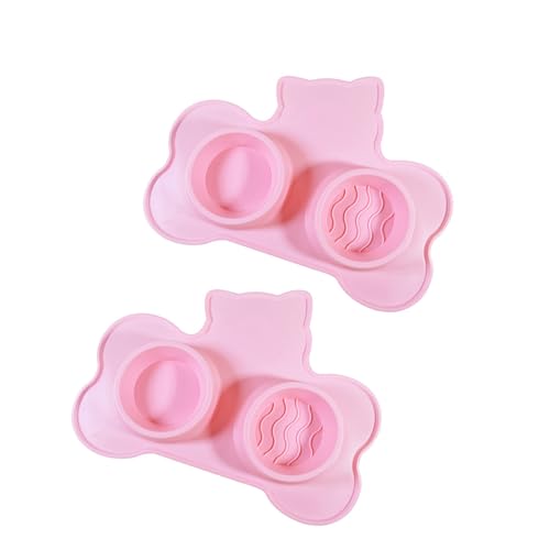Katzen Füttern Schalen Mit Saugt Cup 2 In 1 Feeder Double Bowl Matte Silikonpolster Mit Saughaben Matte Silikon Saughund Schüssel von Zuoeay