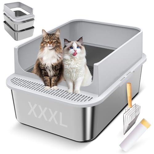 XXXL Sieben Katzentoilette, 71,1 cm L x 50,8 cm B x 35,6 cm H, Edelstahl Katzentoilette mit Deckel, hohe Seiten, Mehrzweck-Katzentoilette, Anti-Leckage, leicht zu reinigen, für große Katzen und XXXL Sieben Katzentoilette, 71,1 cm L x 50,8 cm B x 35,6 cm H, Edelstahl Katzentoilette mit Deckel, hohe Seiten, Mehrzweck-Katzentoilette, Anti-Leckage, leicht zu reinigen, für große Katzen und von Zuqqony