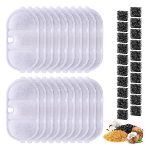 Zuqqony 20 + 20 Packungen Ersatzfilter und Vorfilterschwämme, kompatibel mit PETLIBRO Katzenwasserbrunnen PLWF002, großer Katzenwasserfilter-Ersatz, kompatibel mit PETLIBRO PLWF002 Zuqqony 20 + 20 Packungen Ersatzfilter und Vorfilterschwämme, kompatibel mit PETLIBRO Katzenwasserbrunnen PLWF002, großer Katzenwasserfilter-Ersatz, kompatibel mit PETLIBRO PLWF002 von Zuqqony