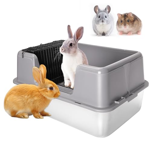Zuqqony Kaninchen Katzentoilette XL Edelstahl Katzenklo Gehege mit abnehmbarem Heu Futterspender und Fuß Drahtgeflecht Leicht zu reinigen für Kaninchen, Hamster, Chinchilla, Frettchen, Kleintiere Zuqqony Kaninchen Katzentoilette XL Edelstahl Katzenklo Gehege mit abnehmbarem Heu Futterspender und Fuß Drahtgeflecht Leicht zu reinigen für Kaninchen, Hamster, Chinchilla, Frettchen, Kleintiere von Zuqqony