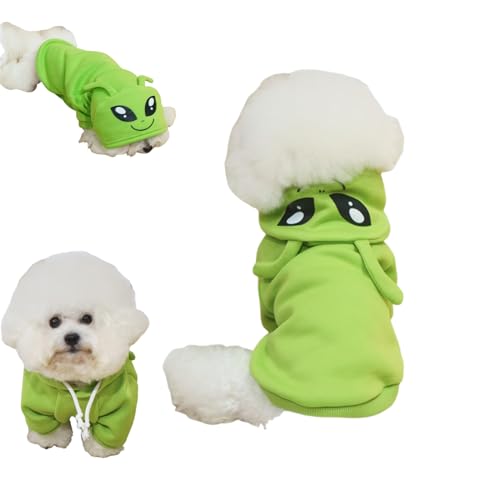 Hund Alien Kostüm, Alien Hundekostüm, Cosplay Winter Hundekleidung Haustier Bekleidung für kleine mittelgroße Hunde, Grün (XS) von Zureto