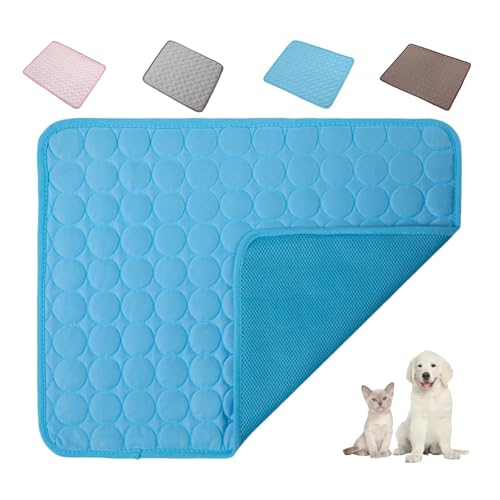 Zureto Paw Frost Mat for Cats and Dogs, Self-Cooling Blanket, Washable Paw Frost Cooling Mat for Pets, Ideal for Home Car and Garden (Blue, S) von Zureto