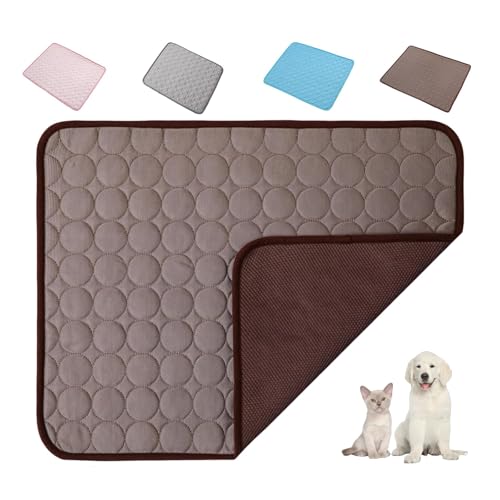 Zureto Paw Frost Mat for Cats and Dogs, Self-Cooling Blanket, Washable Paw Frost Cooling Mat for Pets, Ideal for Home Car and Garden (Brown, S) von Zureto