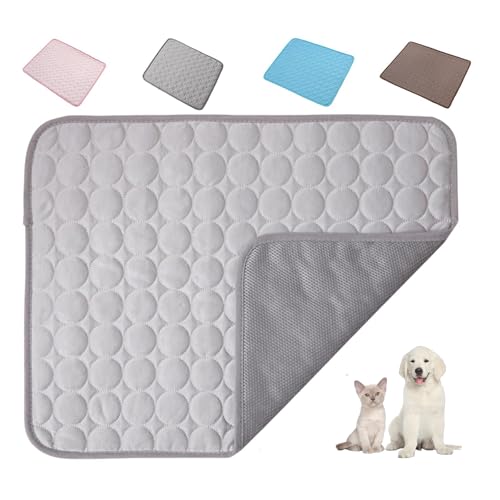 Zureto Paw Frost Mat for Cats and Dogs, Self-Cooling Blanket, Washable Paw Frost Cooling Mat for Pets, Ideal for Home Car and Garden (Grey, M) von Zureto
