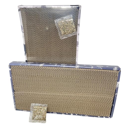 Katzenkratzbrett, 2 Stück, 37 x 19,5 cm, wendbar, aus Karton, Katzenkratzer für Indoor-Katzen, klein und groß, mit Box und Katzenminze, Katzenkratzer für Katzen Zvire Katzenkratzbrett, 2 Stück, 37 x 19,5 cm, wendbar, aus Karton, Katzenkratzer für Indoor-Katzen, klein und groß, mit Box und Katzenminze, Katzenkratzer für Katzen Zvire von Zvire