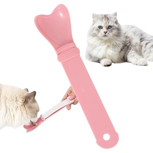 Quetschlöffel für Katzen – Haustier-Futterspender in Herzform mit Streifen, Quetschlöffel, Katzensnackschaufel, breite Öffnung, tragbarer Katzenfutterlöffel, Katzenfutterspender, Katzen-Leckerlis von Zvn Zojne