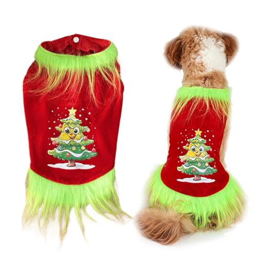 Weihnachtshundekleidung – lustiges Hemd-Kostüm – Rot-Grüner Hund Weihnachten Cosplay Kleidung, bedrucktes Hemd Urlaub Bekleidung für kleine Hunde von Zvn Zojne