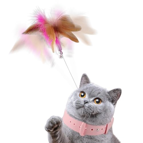 Zvn Zojne Katzenfeder-Halsband-Spielzeug, neckender Katzenfederstab mit Halsband, lustiger Katzenstab, Haustier-Begleiter, kreatives Halsband, Silikon-Haustier-Begleiter-Spielzeug für Kätzchen von Zvn Zojne