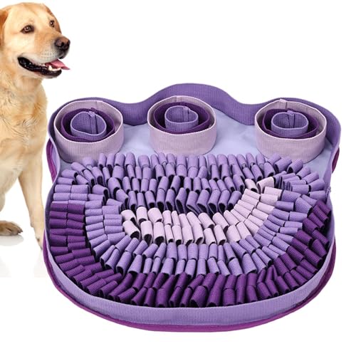 Zvn Zojne Schnüffelmatte für Hunde, 49 x 49 cm, weiche Schnüffelmatte mit aufrollbarem Design, interaktive Hunde-Puzzle-Matte, unzerstörbare Hundefuttermatte für Geruchstraining, Violett von Zvn Zojne