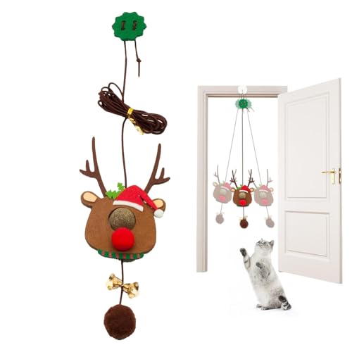 Zvn Zojne Weihnachts-Katzenspielzeug für Indoor-Katzen, Weihnachts-Rentier-Design, Federspielzeug, Katzenspielzeug mit 2 m elastischem Seil für die Jagd, Jagd, Indoor-Katzen Zvn Zojne Weihnachts-Katzenspielzeug für Indoor-Katzen, Weihnachts-Rentier-Design, Federspielzeug, Katzenspielzeug mit 2 m elastischem Seil für die Jagd, Jagd, Indoor-Katzen von Zvn Zojne
