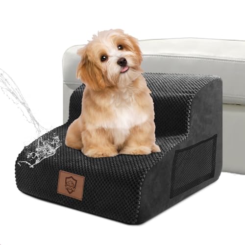 Zvonema Hundetreppe für Kleine Hunde-Wasserdicht Hundetreppe, rutschfeste Hundetreppe 2 Stufen, Langlebig Haustiertreppe aus hochdichtem Schaumstoff, Waschbar Hunderampe Sofa Bett, Katzentreppe von Zvonema