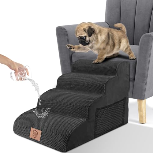 Zvonema Hundetreppe, wasserdichte Haustiertreppe, Tragbar Hundetreppe für Kleine Hunde, Hochdichtem Schaumstoff Hunderampe, Abnehmbar Waschbar Katzentreppe, Hundetreppe für Bett Sofa von Zvonema
