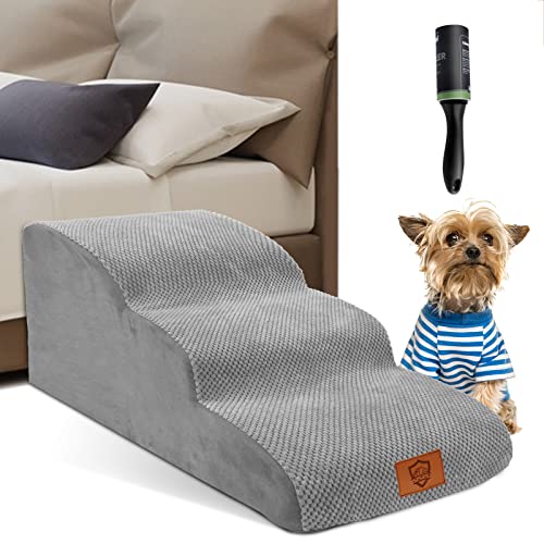 ZNM Hundetreppe, Hunderampe mit 3 Stufen, 85L x 40W x 40H cm, Katzentreppe mit Decke aus wasserdichtem Stoff, rutschfeste Tiertreppe für Bett und Sofa - Grau ZNM Hundetreppe, Hunderampe mit 3 Stufen, 85L x 40W x 40H cm, Katzentreppe mit Decke aus wasserdichtem Stoff, rutschfeste Tiertreppe für Bett und Sofa - Grau von Zvonema