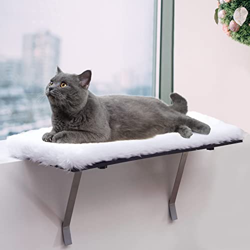 ZNM Katzen-Fensterbank, Schaumstoff-Katzenfenstersitz, DIY Kitty Sill Fensterbett für Innen-Katzen, montiertes Regal Bett mit waschbarem Bezug, 60 x 30 cm, weiß von Zvonema