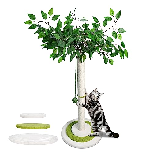 ZNM Kratzbaum für Katzen, 80 cm, Kratzbaum für Katzen mit Hängekugel, hochwertiges Sisalseil, dreifache stabile Basis, geeignet für alle Größen von Katzen, 38 x 38 x 80 cm von Zvonema