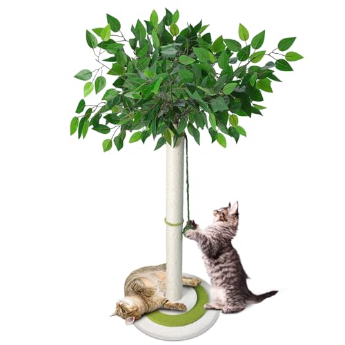Zvonema Kratzbaum für Katzen, 80 cm, mit Hängekugel, hochwertiges Sisalseil, dreifache stabile Basis, geeignet für alle Größen von Katzen, 38 x 38 x 80 cm von Zvonema