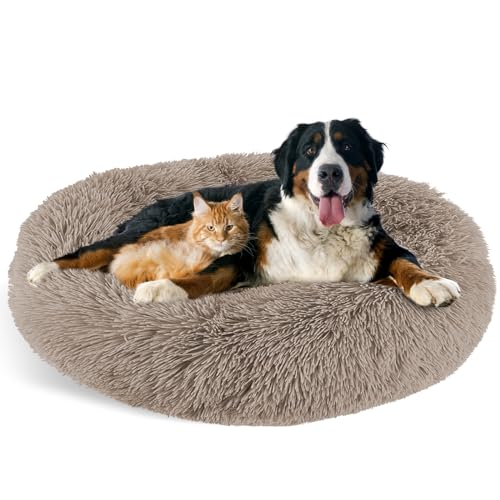 Zvonema Hundebett Flauschig, Donut Haustierbett Katzenbett Waschbar, Rund Hundekissen Plüsch Weiches Hundesofa für Kleine Mittelgroße & Große Katzen Hunde (Ø76CM) von Zvonema